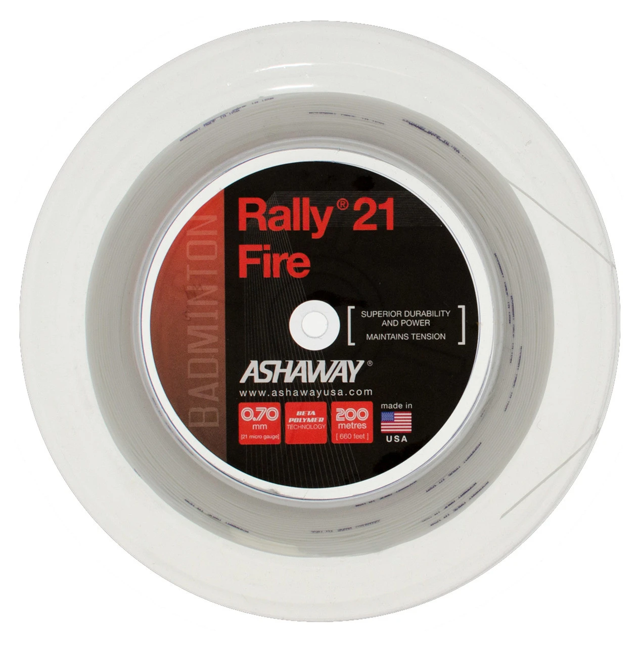 Ashaway Rally 21 Fire 0.70mm Badminton 200M Reel 3 Ashaway Rally 21 Fire 0.70mm Badminton 200M Reel