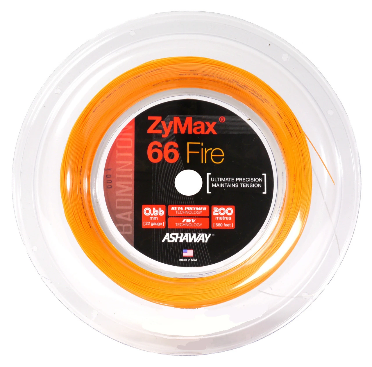Ashaway ZyMax 66 Fire 0.66mm Badminton 200M Reel 3 Ashaway ZyMax 66 Fire 0.66mm Badminton 200M Reel