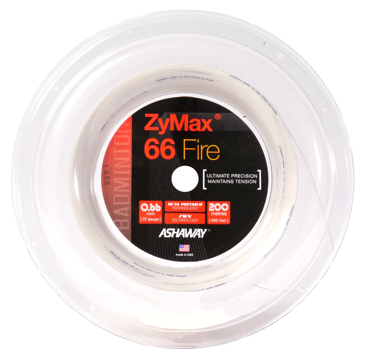 Ashaway ZyMax 66 Fire 0.66mm Badminton 200M Reel 4 Ashaway ZyMax 66 Fire 0.66mm Badminton 200M Reel - Image 2